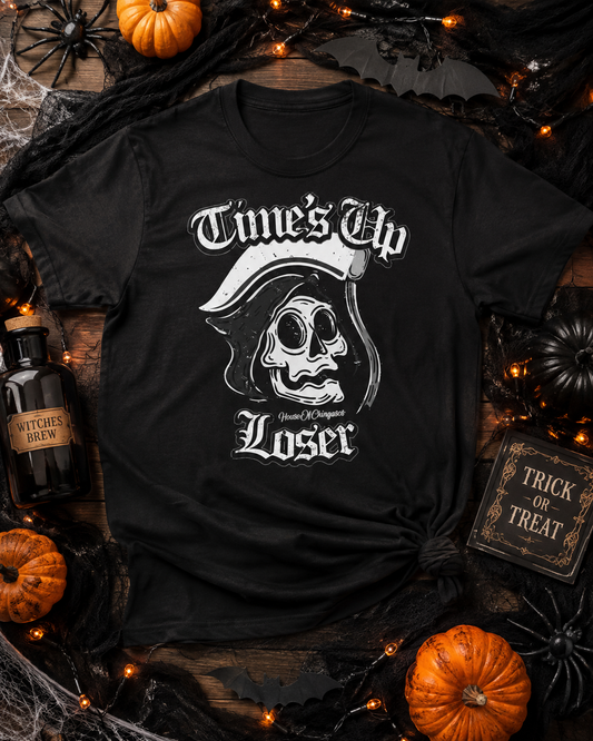 Time's Up Loser Vintage Greaser Skull T-Shirt