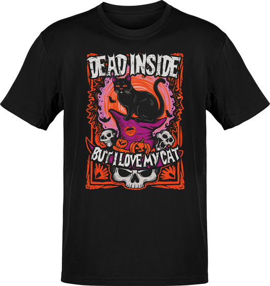 Dead Inside But I Love My Cat - Skull T-Shirt