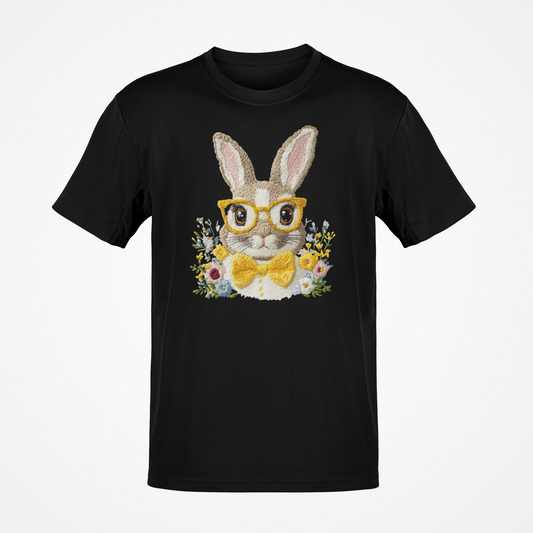 Bow Tie Bunny T-Shirt ( Faux Embroidery Print )