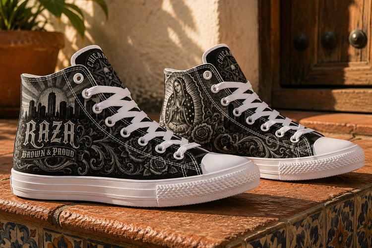 RAZA Art De La Calle Virgen High Tops ( Black or White Sole )