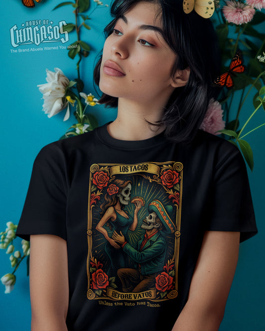 Los Tacos Before Vatos Tarot Card T-Shirt
