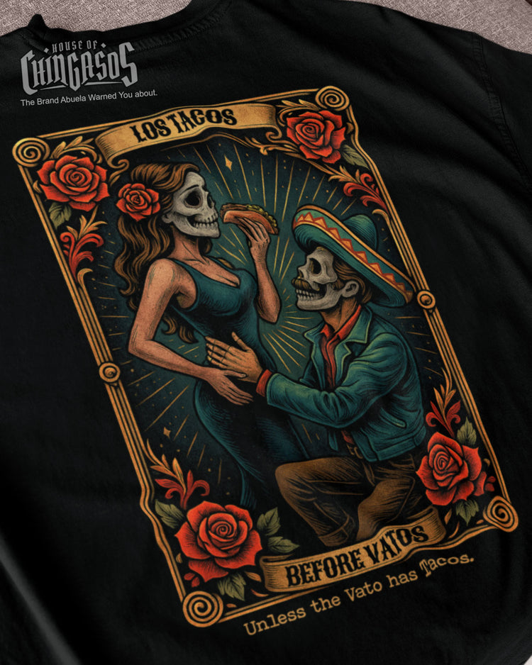 Los Tacos Before Vatos Tarot Card T-Shirt