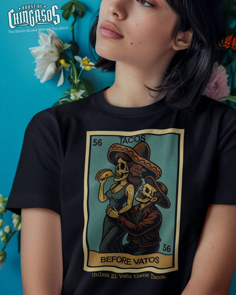 Tacos Before Vatos Loteria T-Shirt