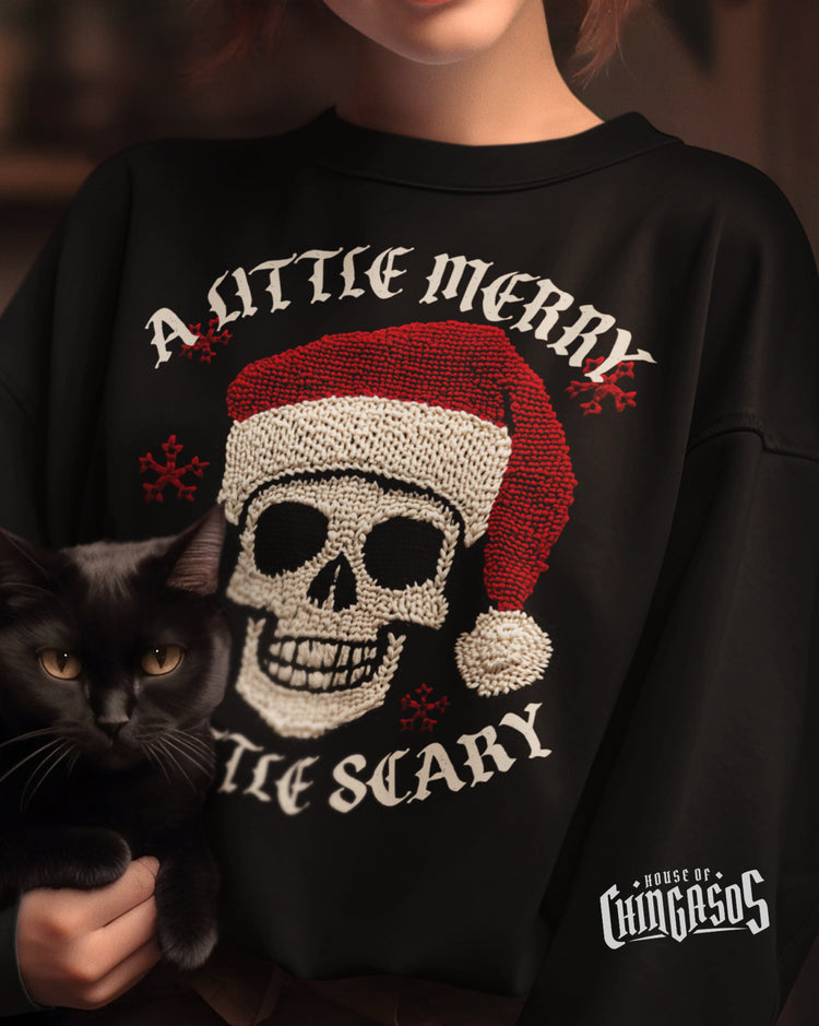 A Little Merry A Little Scary ( Embroidered-Look ) Sweatshirt