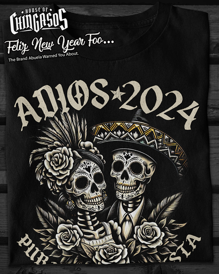 Adios 2024 Feliz Año Nuevo New Years Calaveras T-Shirt