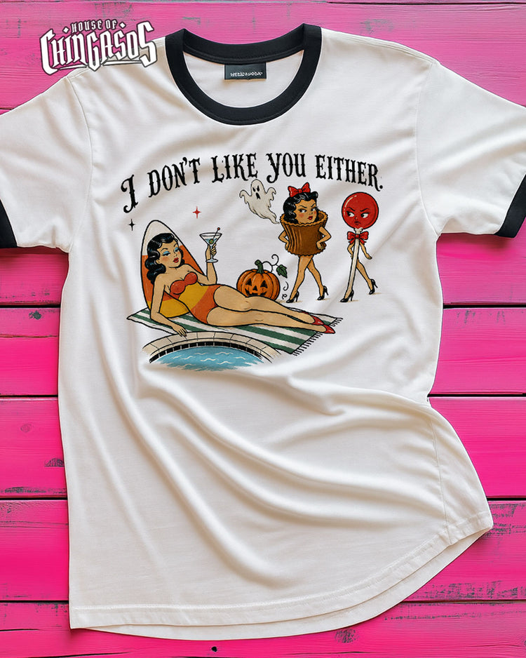 I Don't Like You Either Candy Corn Retro Ringer Tee