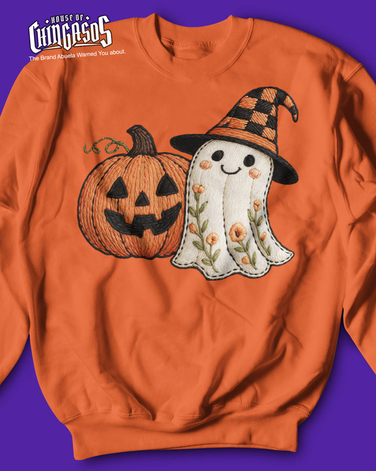 Faux Embroidery Print Haunted Cuties Sweatshirt