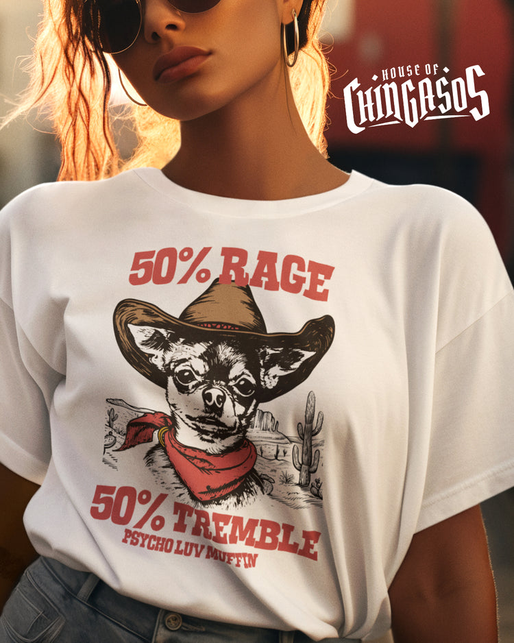 Psycho Luv Muffin 50/50 Rage Tremble Chihuahua Tee