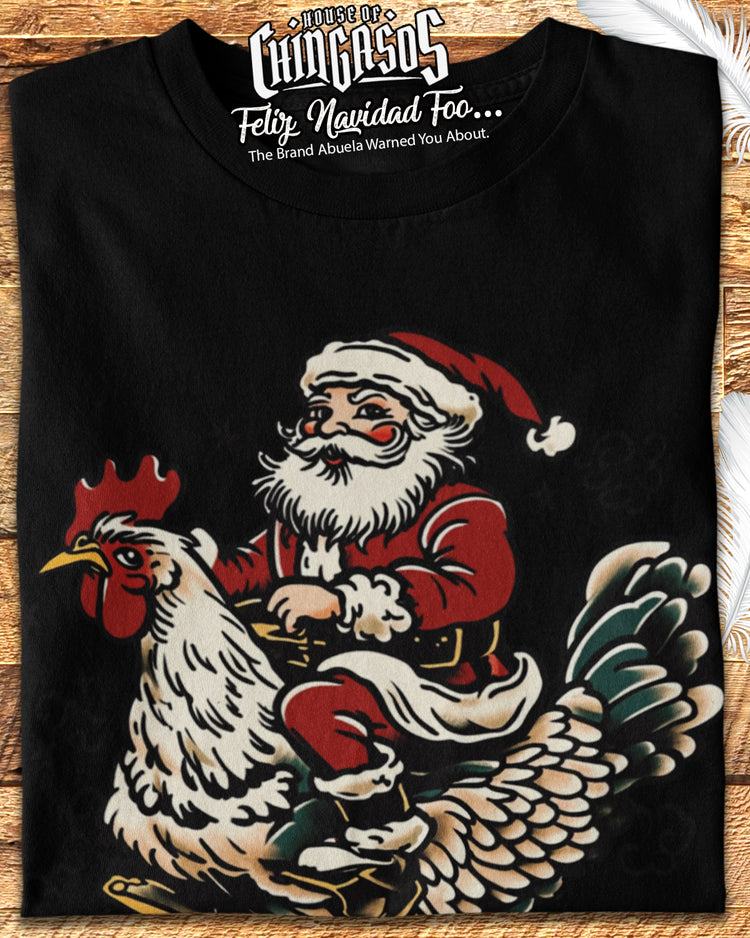 Santa Chicken Lover Tattoo T-Shirt