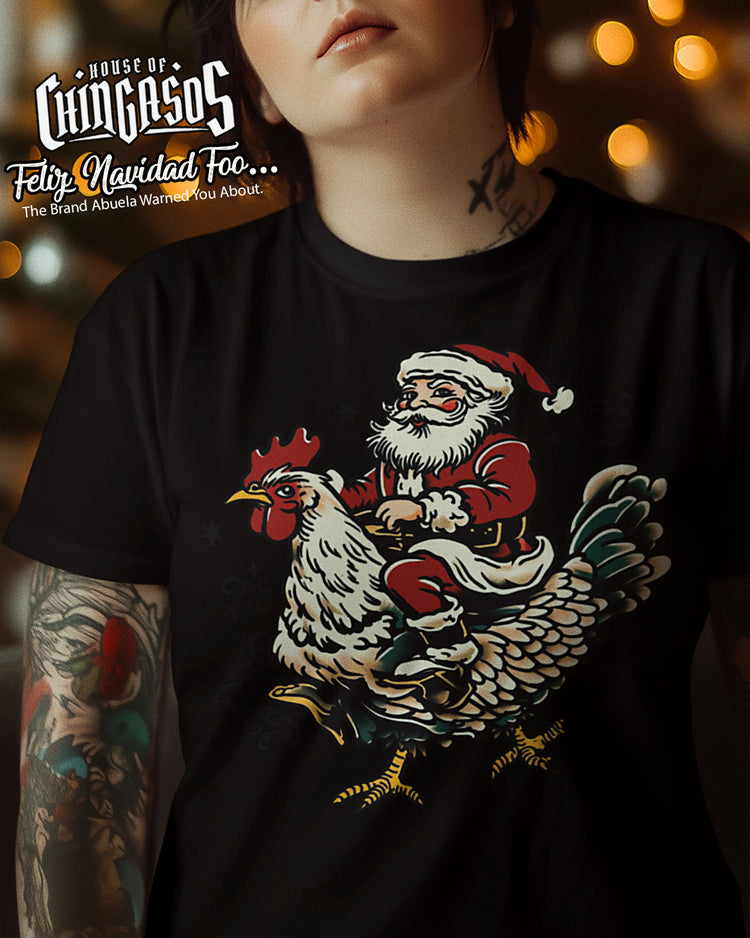 Santa Chicken Lover Tattoo T-Shirt