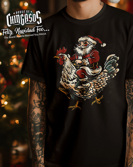 Santa Chicken Lover Tattoo T-Shirt