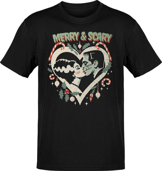 Merry & Scary Frankie & Liz Christmas T-Shirt