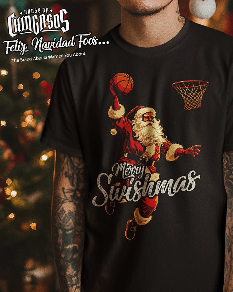 Merry Swishmas Basketball Santa T-Shirt