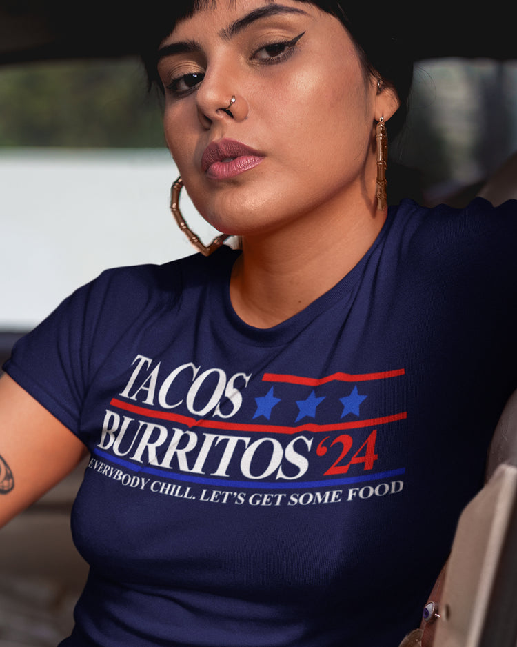 Tacos Burritos 2024 Cotton Crew T-Shirt