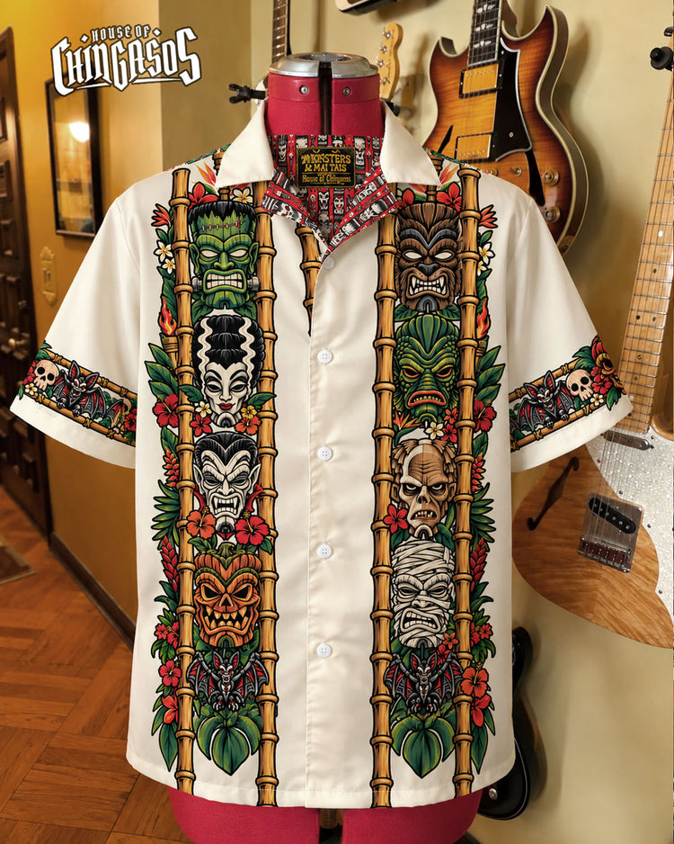 Monsters & Mai Tais Vintage Button Up ( Cream )