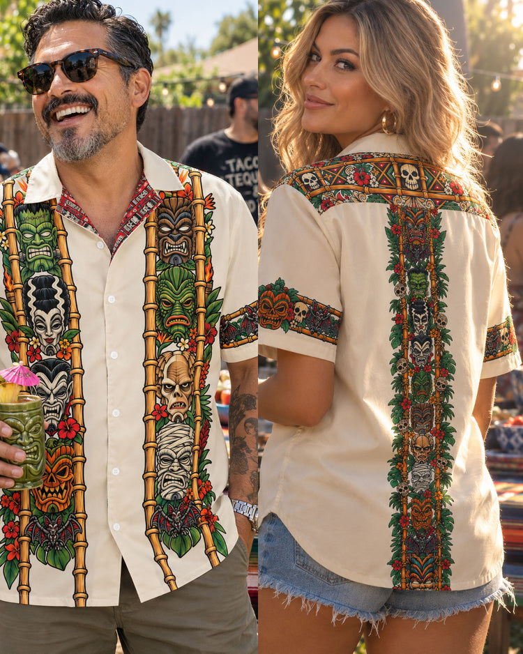 Monsters & Mai Tais Vintage Button Up ( Cream )