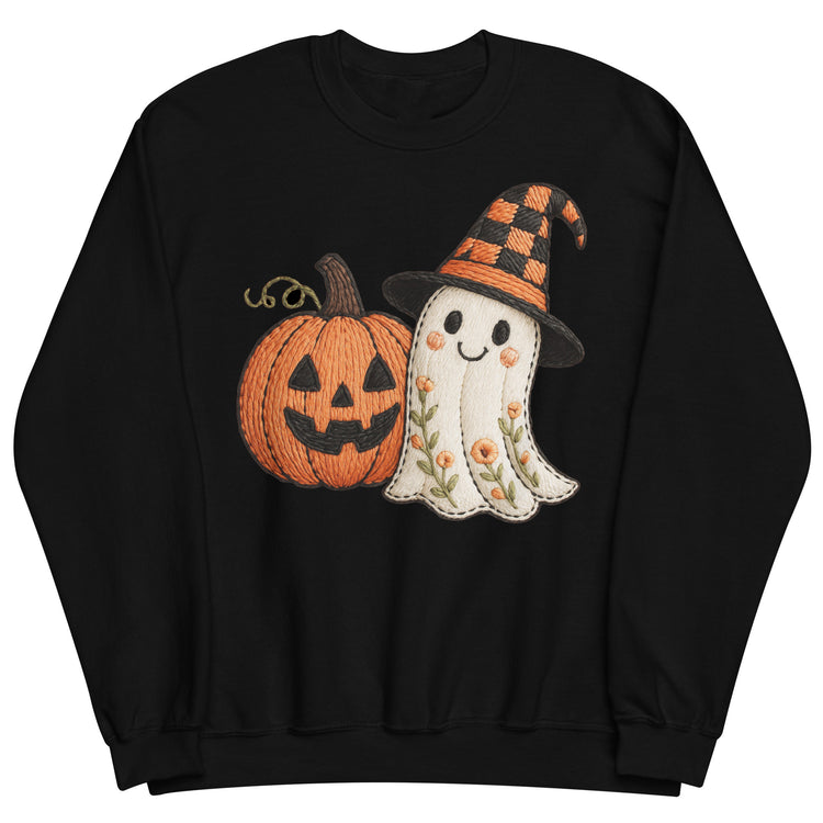 Faux Embroidery Print Haunted Cuties Sweatshirt