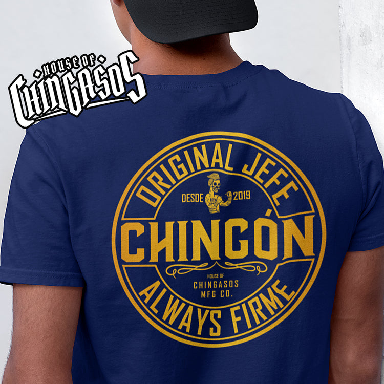 Deluxe Chingon Jefe Black & Gold  Cantina T-Shirt ( Front & Back Print )
