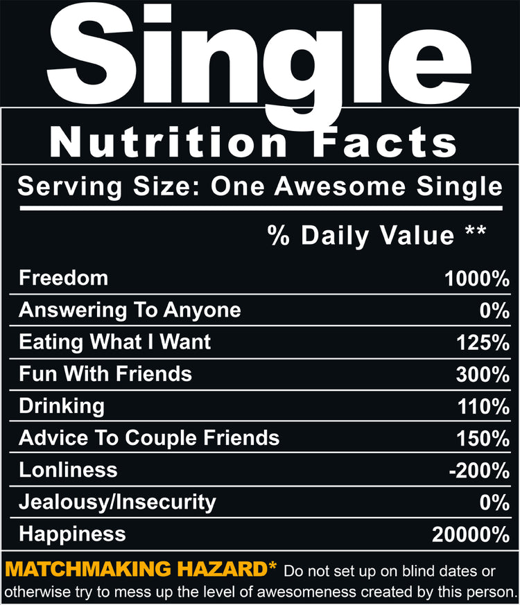 Single Nutrition Facts T-Shirt