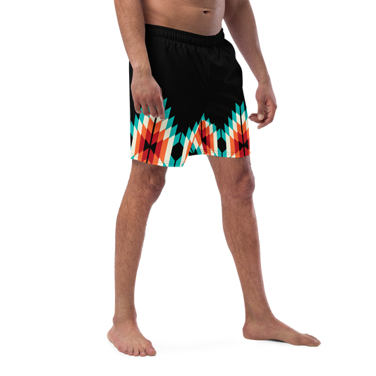 Teal and Orange Summer Azteca Print Men Swim-trunks
