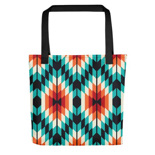 Teal and Orange Summer Azteca Print Tote Bag