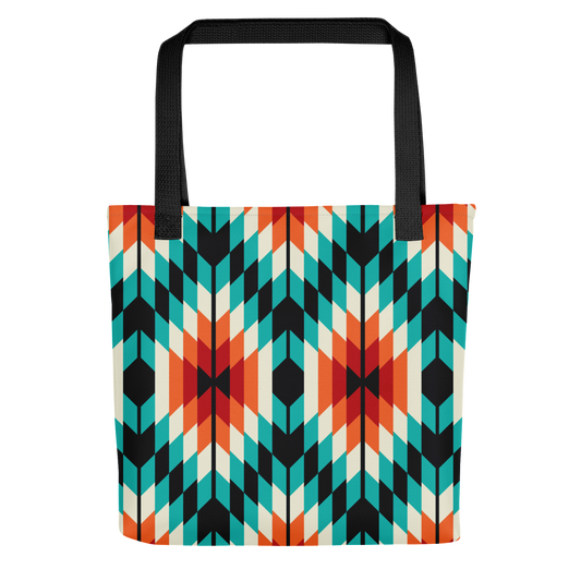 Teal and Orange Summer Azteca Print Tote Bag