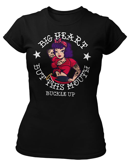 Premium Deluxe Big Heart, But That Mouth Ladies T-Shirt