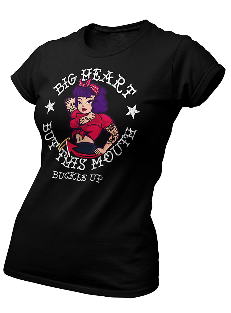 Premium Deluxe Big Heart, But That Mouth Ladies T-Shirt