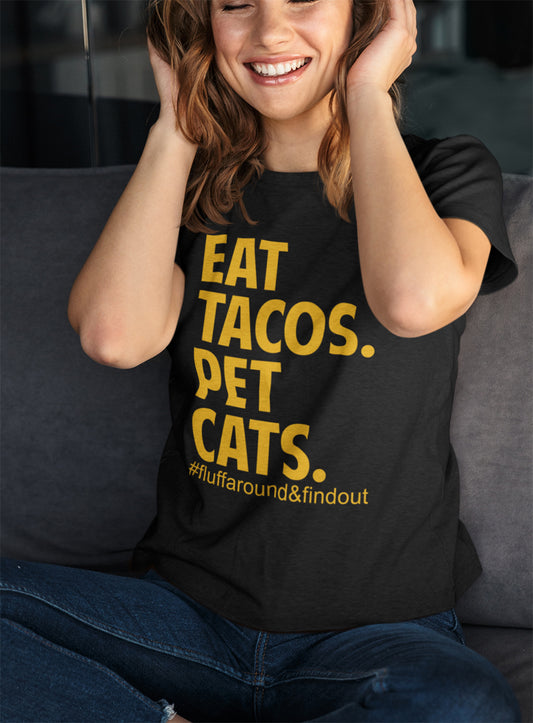 Premium Eat Tacos Pet Cats - Cat Fam Purr Love Tee