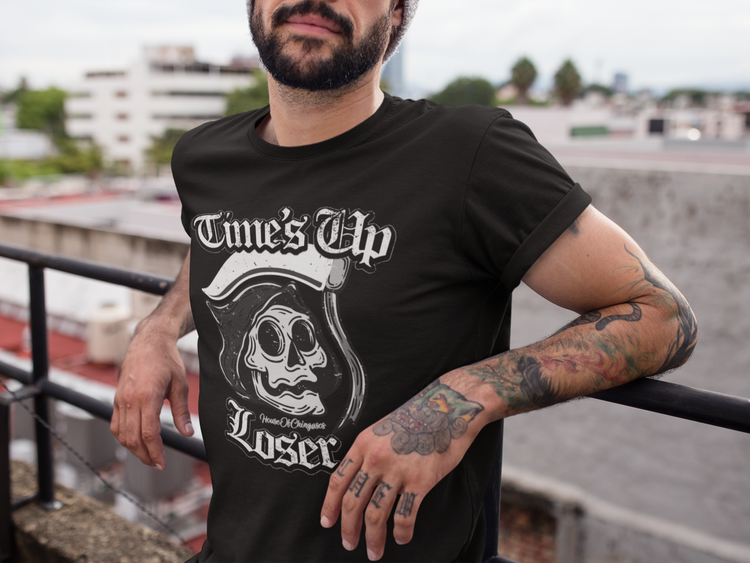 Time's Up Loser Vintage Greaser Skull T-Shirt