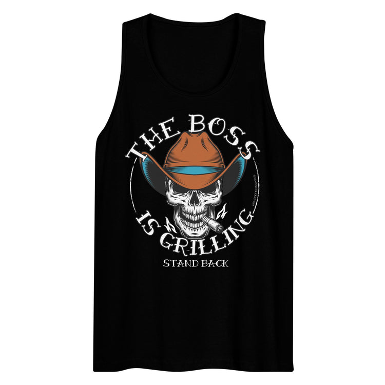 Men’s Premium Heritage The Boss Is Grilling OG Tank top