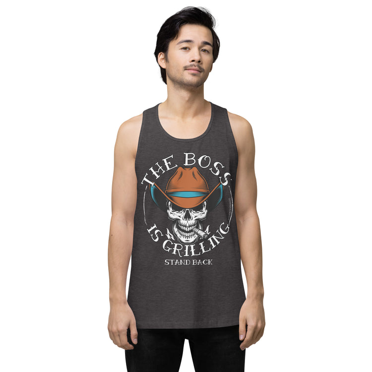 Men’s Premium Heritage The Boss Is Grilling OG Tank top