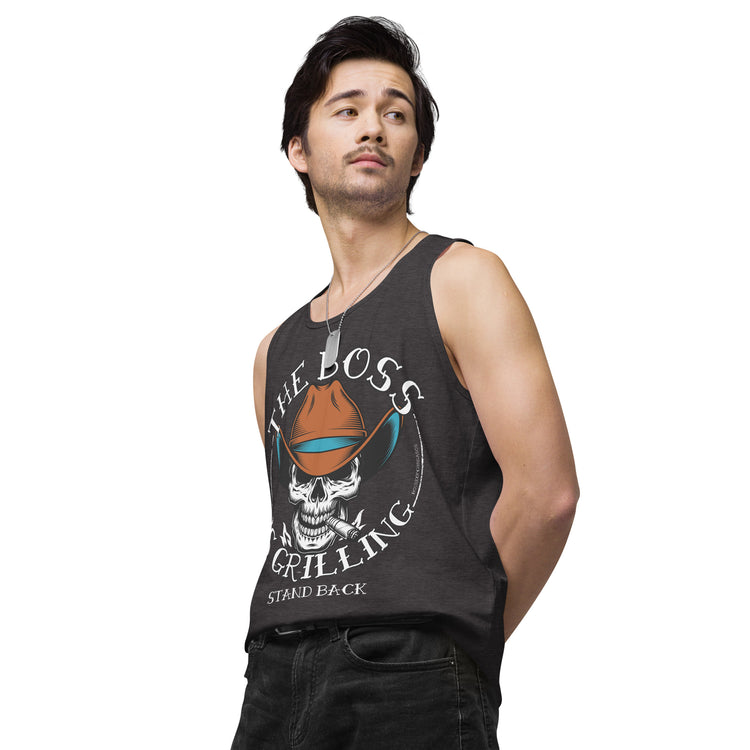 Men’s Premium Heritage The Boss Is Grilling OG Tank top