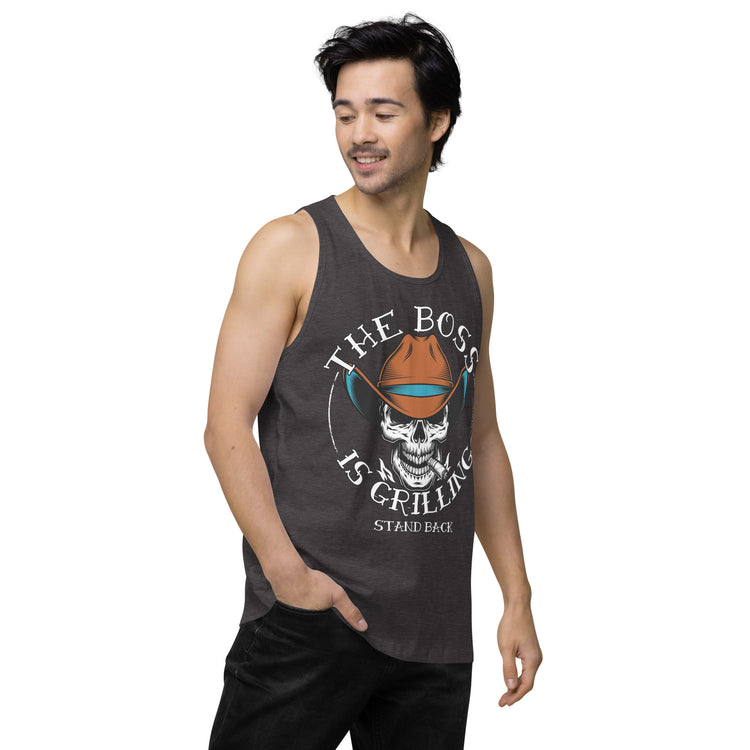 Men’s Premium Heritage The Boss Is Grilling OG Tank top