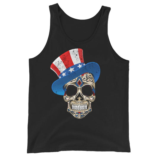 Premium 4th Of July Star Spangled Sugar Skull Tank Top