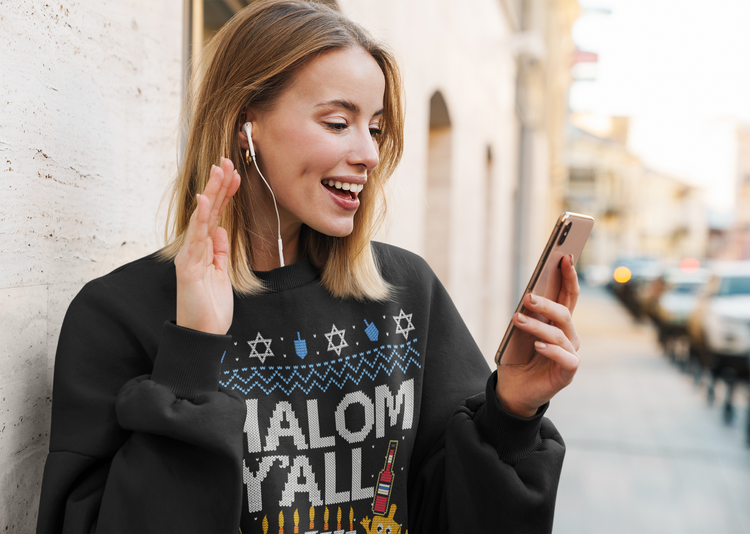 Shalom Y'all Ugly Sweater Chrismas Hanuukkah Sweatshirt