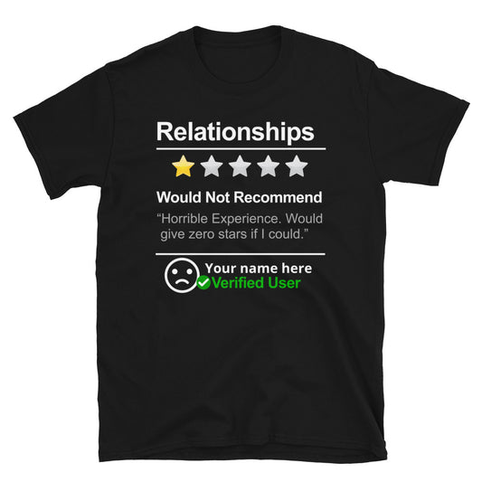 Customizable Zero Stars Relationship Valentine's T-Shirt
